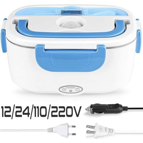 Stainless Steel Electric Lunch Box Heater 110V 220V 12V 24V US EU Plug Heating Bento Box Set School Car Food Warmer Container