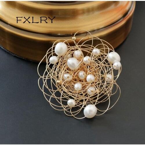 FXLRY Original Handmade Natural Pearl Fashion Hand-Wound Brooch Decorative Brooch Pin WomenS Jewelry