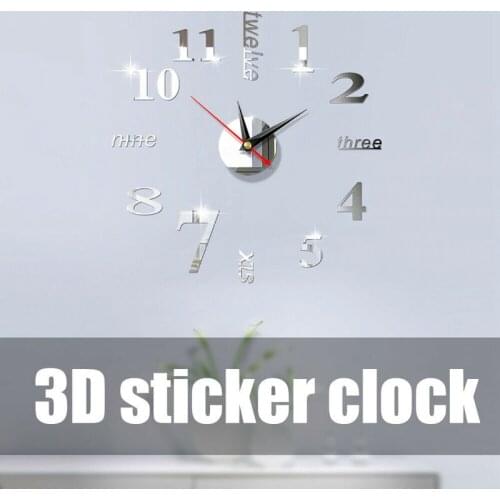 Hot sale frameless Diy wall mute clock creative mirror surface sticker home office decoration mute clock mirror wall decoration