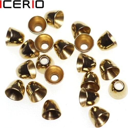 ICERIO 20PCS Brass Cone Heads for Tube Fly Streamers Minnows Saltwater Flies Tying Lure Material
