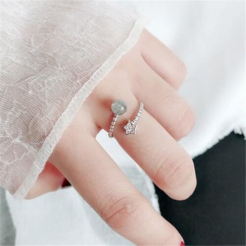 Sterling Vintage Open Rings For Women Original Handmade Winding Green Phantom Ghost Adjustable Jewelry Gift