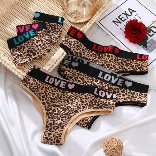 BZEL Womens Panties Love Printed Belt Underwear Set Leopard Sexy Lingerie Womens Cotton Briefs Underwear Women Thongs 2021