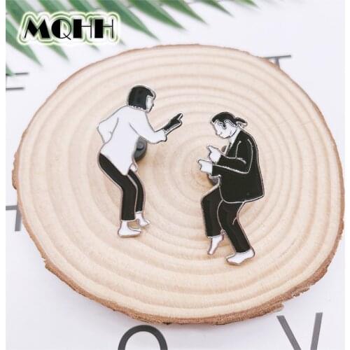 Creative Punk Fun Pulp Fiction Character Image Enamel Brooch Alloy Badge Clothes Backpack Pin Accessories Jewelry Gifts
