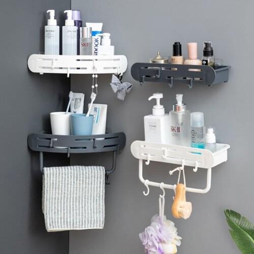 Creative Storage Rack With Hook Suction Cup Bathroom Shelf Wall Hanging Nordic Simplicity Style Household Bathroom Accessories