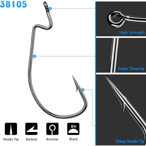 10Pcs/Lot Soft Worm Hooks with High Carbon Steel Barbed Fishhook Wide Sharp Belly Crank Hook For Fishing