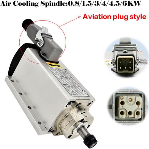 CNC 6KW Air Cooling Square Spindle Motor 1.5KW 800W with Aviation Plug for CNC 3020 3040 6040 Router Engraving Machine Tool Kit