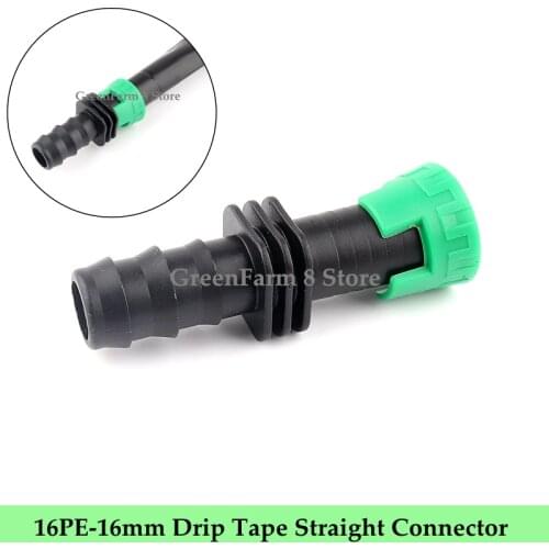 2~50pcs Green 16PE Pipe To 16mm Drip Tape Straight Connector Micro Irrigation Watering Save 16mm Labyrinth Type Fittings Joints