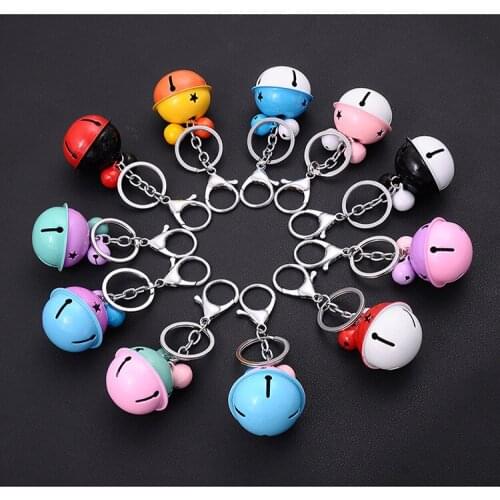 Cute Girls New Candy Color Bells Charm Keychain Women Metal Bell Key Chain Female Bag Car Trinket Jewelry Wedding Party Gift