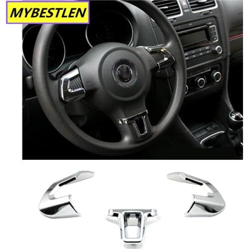 Steering Wheel Cover Sticker ABS Chrome Trim Accessories Case for Volkswagen VW GOLF 6 MK6 POLO JETTA MK5 Bora Car Styling
