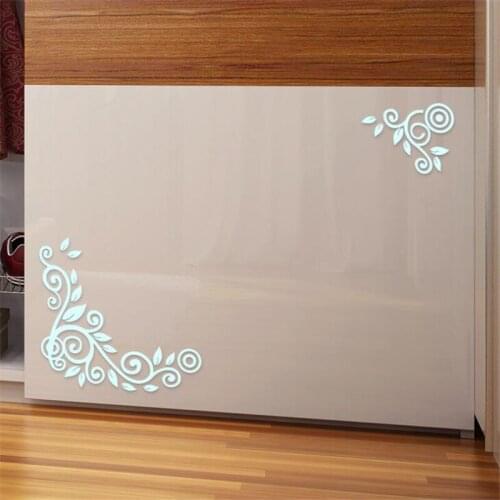 Golden Flower Vine Mirror Wall Stickers Spiegel Wall Sticker Home Decoration Sticker For Living Room Bedroom TV Wall