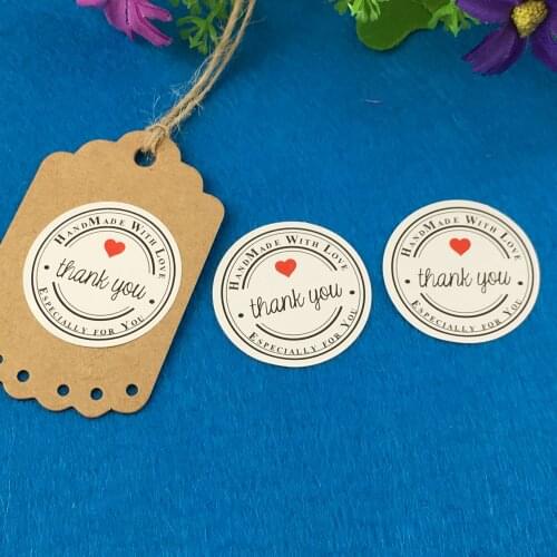 100Pcs Kraft Paper Thank you Seal Sticker Labels 3.5cm Round Wedding Decoration Sticker For Jewelry Gift Box/Flower/Candy