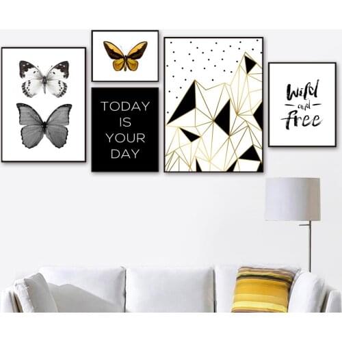 Butterfly Zebra Geometry Mountain Quotes Wall Art Canvas Painting Nordic Posters And Prints Wall Pictures For Living Room Decor