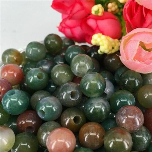 Natural Indian Agate Stone Carved 12mm Sphere Ball Bead Reiki Healing Crystal Stones for Diy Accessories 5mm Hole 1pc