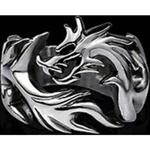 2019 New Fashion Jewelry Metal Solid Inside Dragon Rings Punk Rings Men Biker Ring Argolas