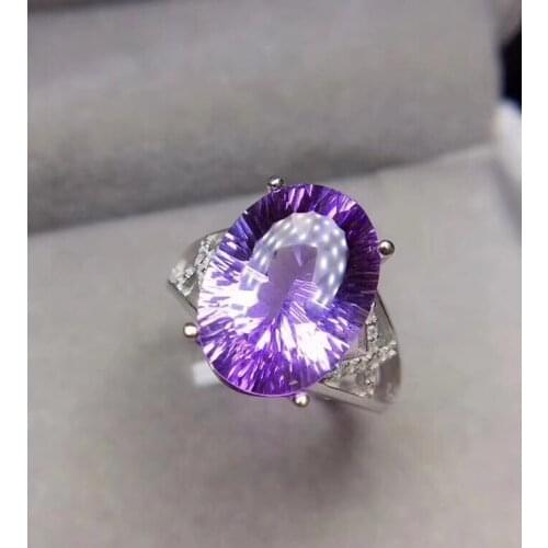 Real And Natural Amehtyst ring Engagement Ring Free shipping 925 sterling silver rings Gem Size 10*14mm