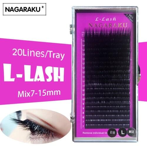 NAGARAKU L curl 7~15mm mix 20rows/tray L lashes mink eyelash extension Faux mink individual eyelashes false eyelashes