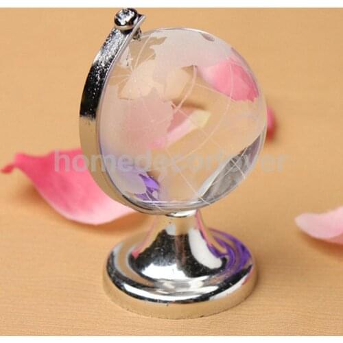 Silver Stand Crystal World Globe Wedding Gift Paperweight Vastu Feng shui