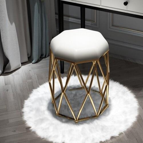 Nordic Ins Wind Chair Simple Household Dressing Stool Golden Birds Nest Iron Art Make-Up Chairs Manicure Backrest Shoe