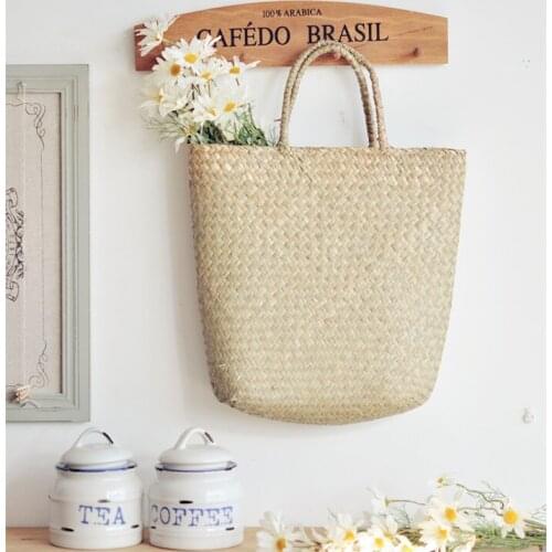 Zakka Forest Department straw bag hand bag storage basket rattan baskets dry wall, home accessories
