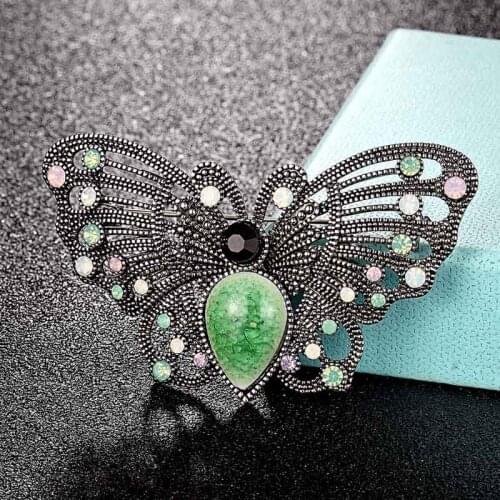 Zlxgirl luxury Antique silver vintage butterfly brooches Fashion Womens Party Banquet Girls' Hats Scarf Accessories jewelry