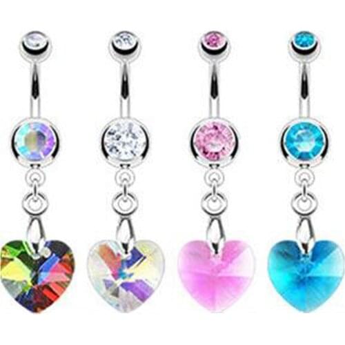 4 Color Fabulous Hot Bling Crystal Surgical Belly Button Rings,Pircing Ombligo Piercing de Umbigo Piercing Industrial 1 PC