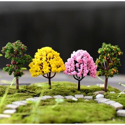 1PC Mini Tree Fairy Garden Decorations Miniatures Micro Landscape Resin Crafts Bonsai apple tree Garden Terrarium Accessories