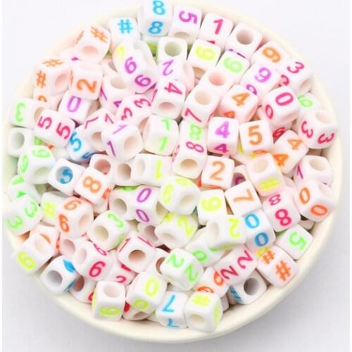 100-500pcs 6mm Mixed Color Number Acrylic Beads Square Cube Digital Beads For Jewelry Making DIY Crafts Scrapbooking Decoration