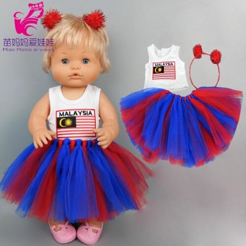 16" baby doll mixed blue red lace dress for 40cm Nenuco Ropa y su Hermanita doll dancing malaysia dress