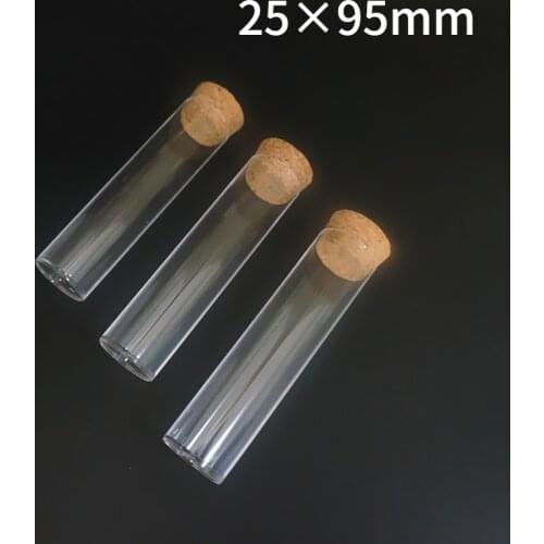 20pcs/30pcs/50pcs/100pcs 25x95mm Flat Botttom Plastic Tube Laboratory Hard Plastic Test Tube With Cork Wedding Favours Vial
