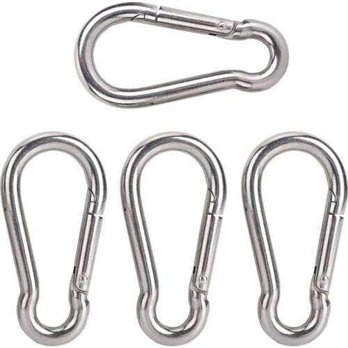 4pcs Stainless Steel Spring Clip Hook Carabiner Keychain Outdoor Water Bottle Camp Climbing Snap Clip Lock Buckle Hook Tool