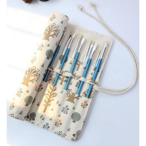 60PCS Artist Paint Brushes Bag Canvas Roll Up Pen Holder for Watercolor Gouache Oil Painting Brush Pencils 20 Slots Wholesale K1