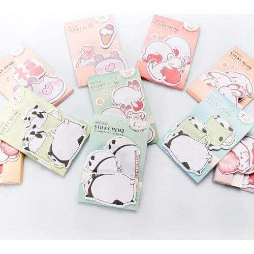 90 Sheets Cute Cartoon Animal Panda Sticky Notes Memo Pad Bookmarks Scheduler Paper Message Memo Sticker Stationery