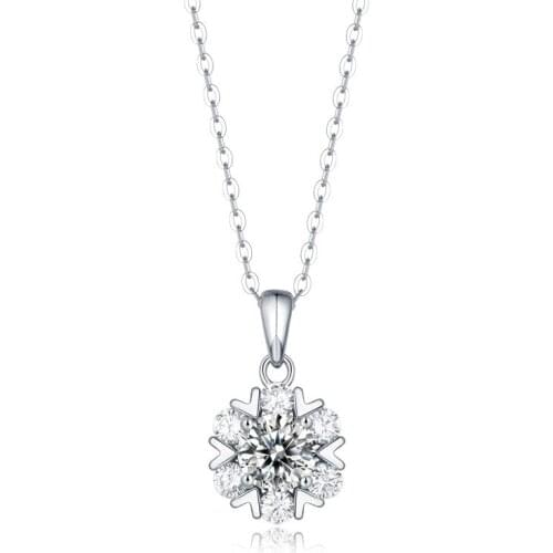 White Moissanite Necklace 1ct 5ct 925 Sterling Silver Necklace For Women Wedding Party Romantic Snowflakes Pendants Jewelry