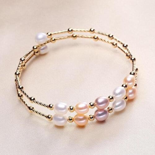 WHOLESALE HOT CHEAP Freshwater Real Natural Pearl Bracelet Bangle for Women Lady Beautiful Jewelry Party Gift 10pcs/lot