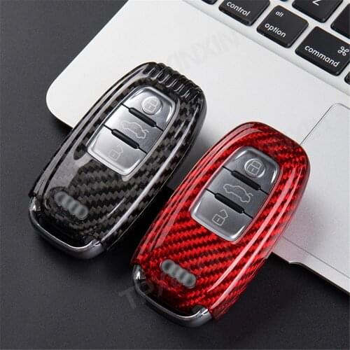 Carbon Fiber TPU Car Key Cover Case Protective Shell For AUDI A4L 2013 2015 2016 Car Styling Accessories