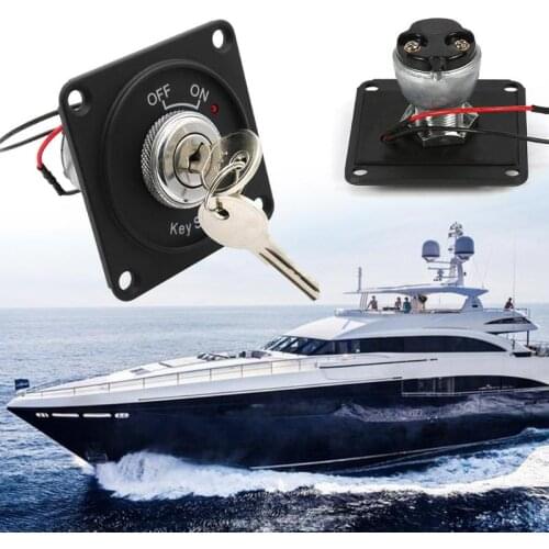 DC 12V 10A Ignition Boat Switch Panel with LED 2 Position ON/OFF Key Switch with Panel+2 Keys Ignition Device Part for Boat