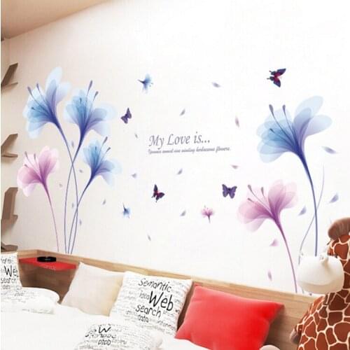 Dream Orchids Large Wall Stickers Flowers Home Decor Living Room Art Decals Wallpaper Removable