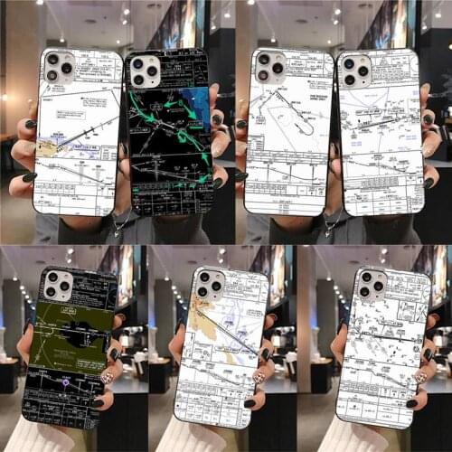 HPCHCJHM Aviation Chart Phone Case Cover for iPhone 11 pro XS MAX 8 7 6 6S Plus X 5S SE 2020 XR case