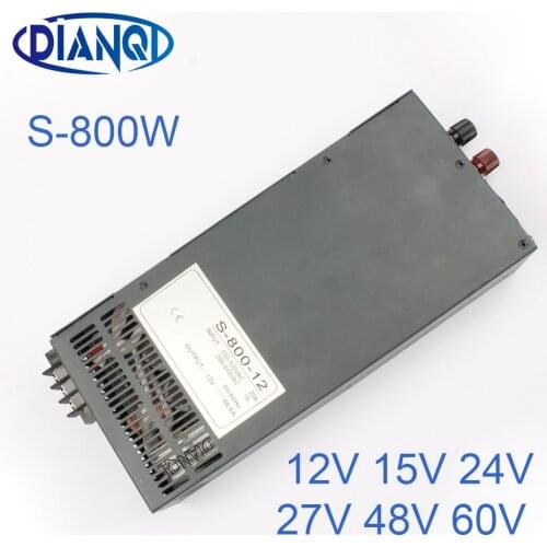 Power suply 15v 800w 54A ac to dc power supply converter input 110v or 220v output S-800-15 12V 24V 27V 48V 60V