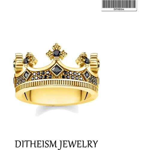 Ring Royal Power Crown Golden With Black Stones 2021 Brand New Jewelry 925 Sterling Silver Victorian Age Vintage Bijoux For Men