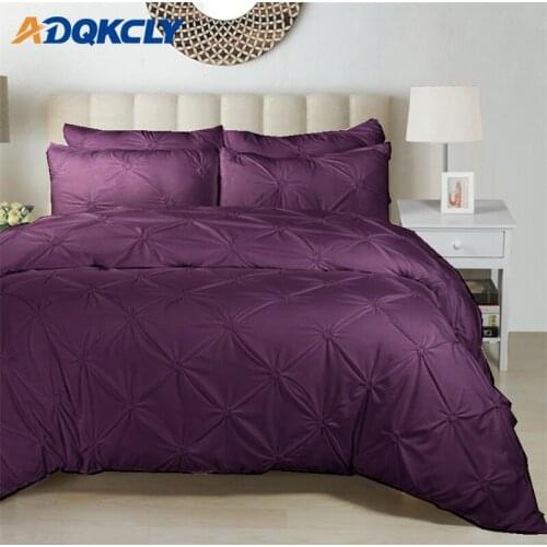 ADQKCLY Europen Luxury Bedding Duvet Cover Set (2-3pcs)/set Polyester Plain Dyed Bed Linen for Home Hotel Adult Full Queen King