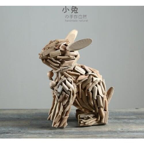 Nordic style modern creative handmade wooden rabbit ornaments crafts Office desktop home accessories