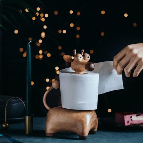 GY Giraffe Solid Wood Creative Roll Tissue Holder with Scarf Cute Pet New Year Gift Box for Woodworking Room