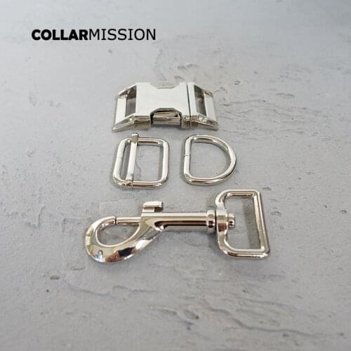 Metal buckle+adjust buckle+D ring+metal dog clasp/set) manufacturer high quality plated metal buckle diy 25mm dog collar parts