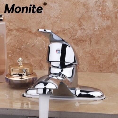 Monite Chrome Polish Bathroom Faucet Vanity Vessel Sinks Mixer Tap High Quality Deck Mounted Cold And Hot Water Tap