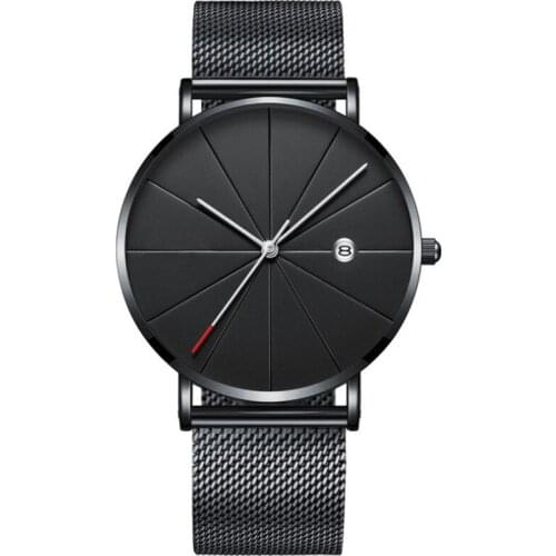 Luxury Watch Men Mesh Ultra-thin Stainless Steel calendar Quartz Wrist Watches Male Clock Gift reloj hombre relogio masculino