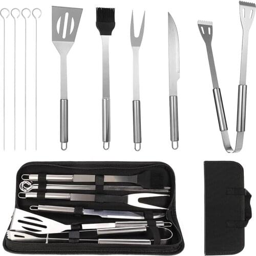BBQ Grill Tools Set With Storage Bag,9 In 1 Stainless Steel Barbecue Accessories, Barbecue Utensil For Outdoor Indoor