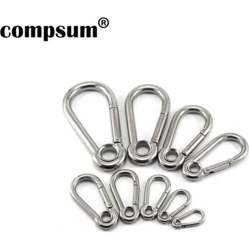 Secure Lock 304 Stainless Steel Hook Carabiner Eyelet Keychain Quick Link Lock Buckle