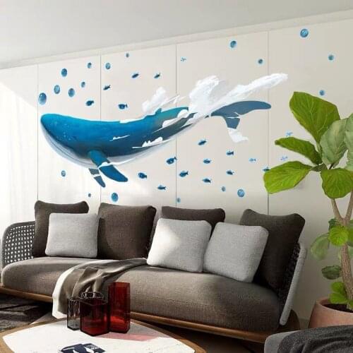 New Whale Wall Sticker Living Room Background Decoration Stickers Cooktop Bedroom Cartoon Landscaping Graffiti Accessories