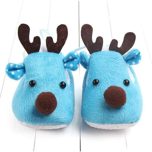 Adorable Infant Slippers Christmas Cute Reindeer Autumn Winter Warm Cotton Fawn Baby Soft Bottom Shoes Gift